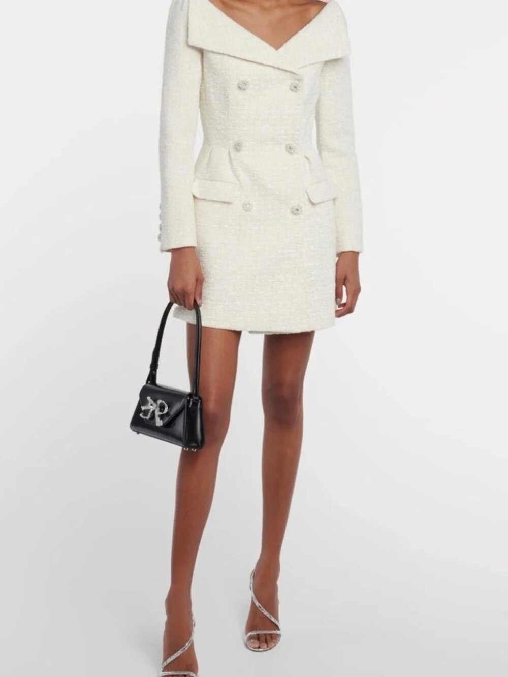 Self-Portrait Off-White Tweed Mini Dress